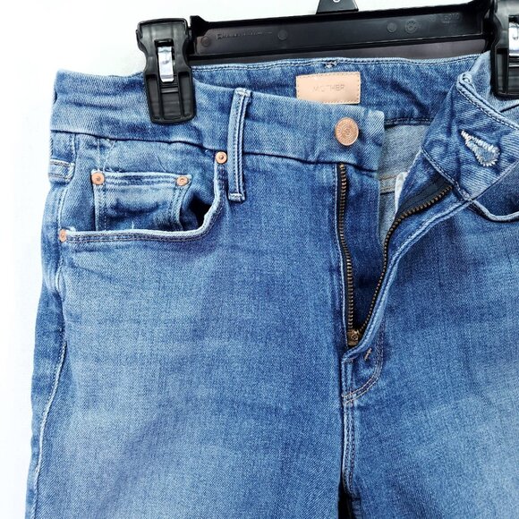 Mother Womens The Looker Ankle Fray Jeans 27 Stretch Mid Rise Distress Raw Hem - Picture 10 of 16